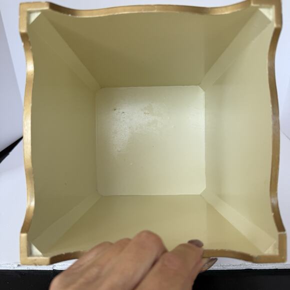 Vintage Croscill Cottage Rose 2 Piece Set Waste Basket Tissue Box Cover Wooden - Picture 7 of 12